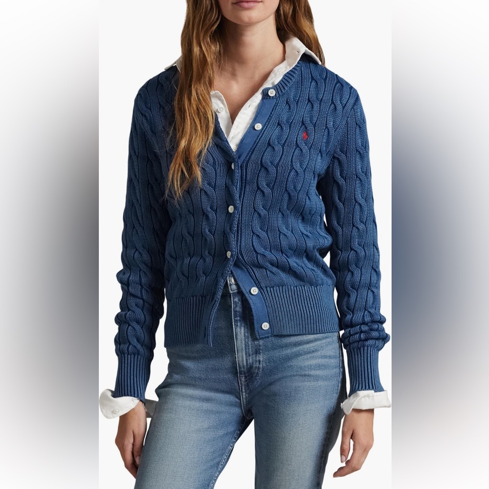 NWT Polo Ralph Lauren Cable Stitch Cotton Cardigan XL